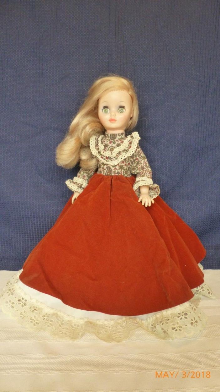 Vintage Vogue Doll 1974 Country Style Dress Blonde Hair Blue Eyes Collectible