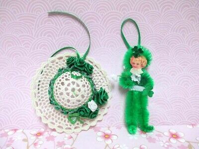 ST PATICKS DAY HAND CRAFTED HAT & ORNAMENT ACCESSORY FOR VTG GINNY MUFFIE DOLL