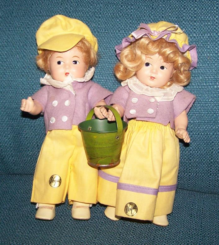 Adorable pair of Composition Toddles - Jack and Jill with pail!