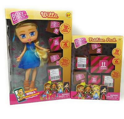 Boxy Girls Fashion Doll Willa and Fashion Pack Surprise Boxes Makeup Shoes Bags