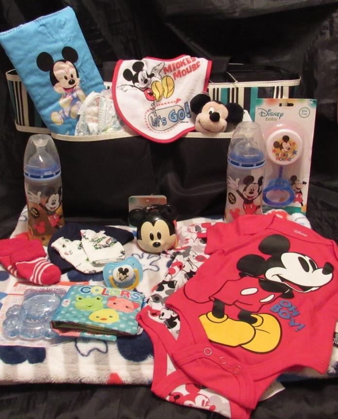 Reborn baby doll diaper bag Mickey Mouse Newborn  accessory bottles diapers