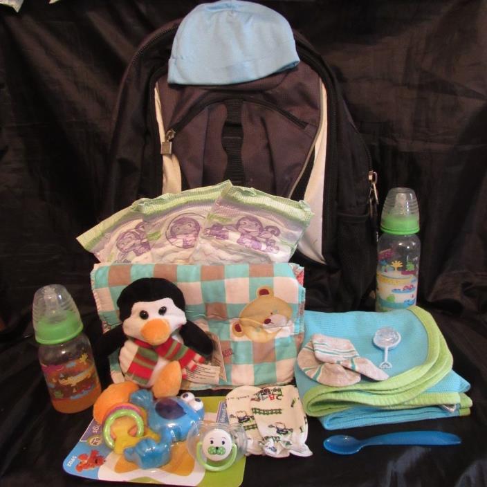 Reborn baby doll diaper bag FILA backpack complete accessory bottles diapers
