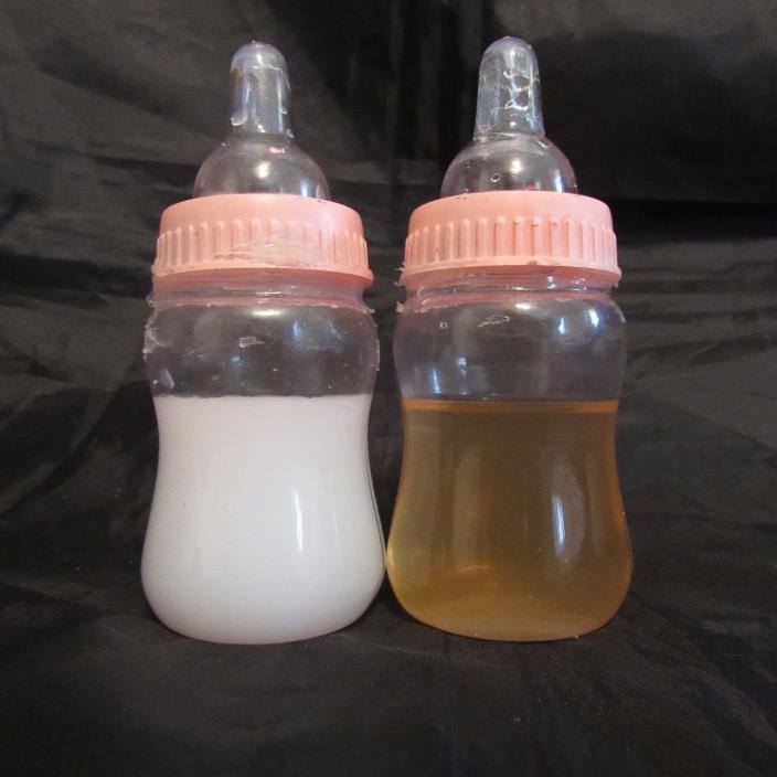 Reborn baby doll bottles preemie pink Fake milk and Apple juice