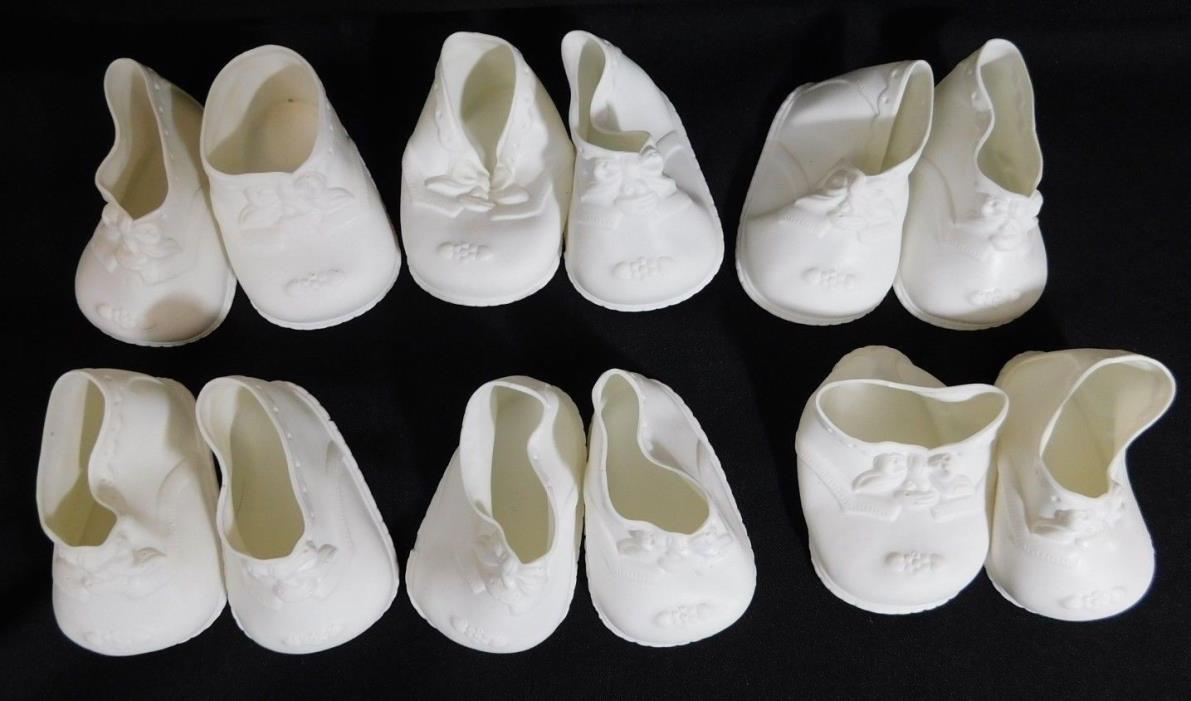6 Pairs of Vintage White High Top Baby Doll Shoes