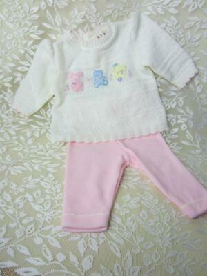 B. T. Kids Girls Pink Sweater Set 2 pc Sz 3 -6 months Easter Outfit, Reborn Doll