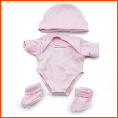 Pure PINK Cute Cloth Romper Clothes Hat Bootees For 10 Reborn Baby Dolls By BABY