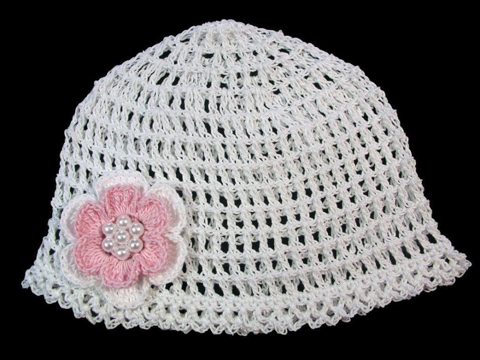Handmade Crochet White Victorian Style Hat Newborn Reborn Doll