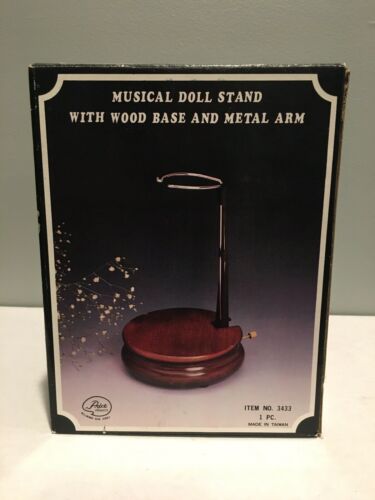 Musical Doll Stand With Wood Base & Metal Stand (New In Box)