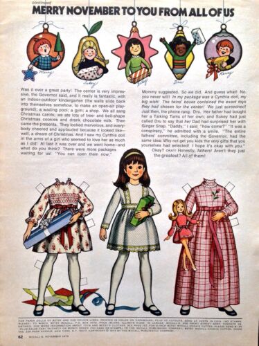 Betsy McCall Mag. Paper Doll, Betsy McCall Merry November To You, Nov. 1973