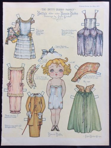 The Betty Bobbs Family Paper Dolls, Orpha Klinker Artist, 1925 Mag. Paper Doll