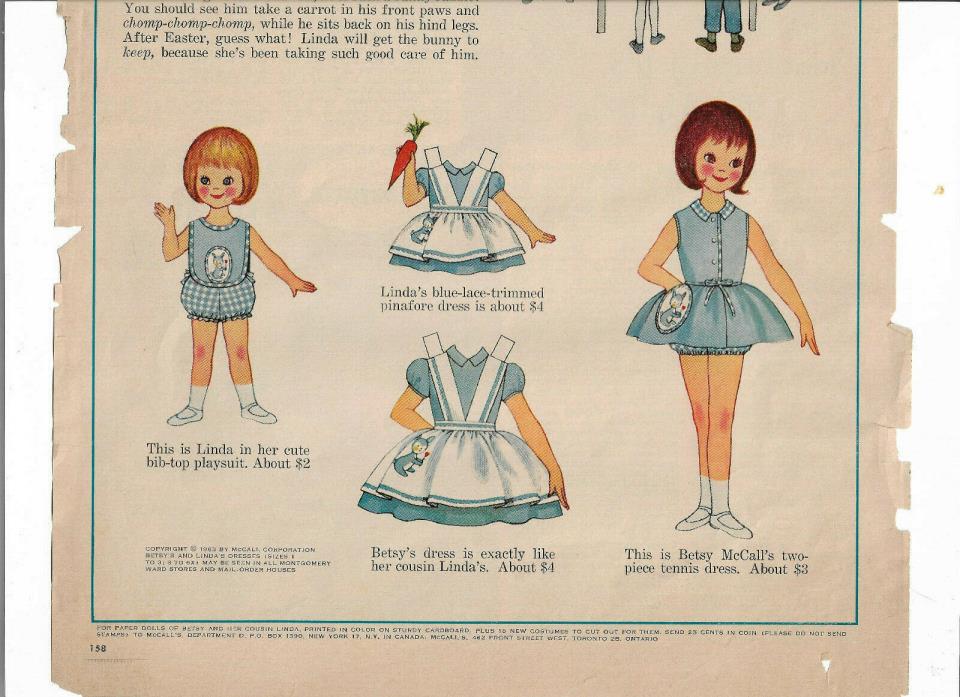 Vintage Betsy McCall Magazine. Paper Doll, Easter with Linda 1963