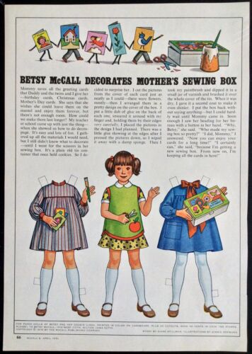 Vintage Betsy McCall Mag. Paper Doll, Betsy's Mother's Sewing Box, April 1978