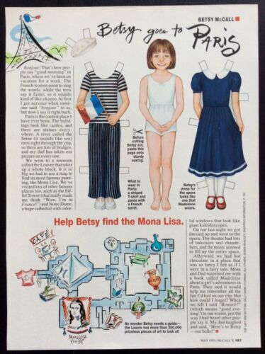 Vintage Betsy McCall Mag. Paper Doll, Betsy Goes to Paris, May 1995