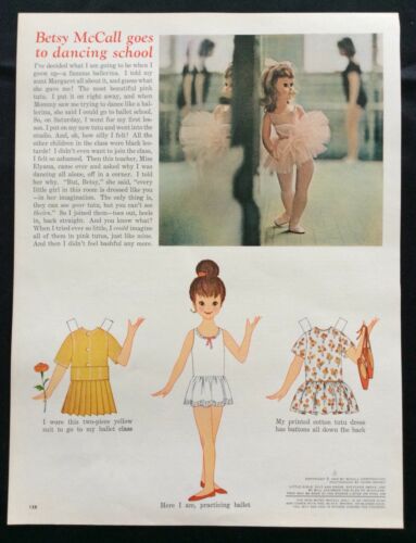 Vintage Betsy McCall Mag. Paper Doll, Betsy Goes to Dancing School, March 1962