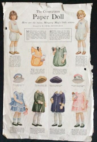 Margery May’s Twin Sisters Paper Doll WHC Mag. by M. Emma Musselman, Nov. 1920