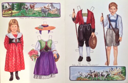 Heidi and Peter Paper Doll By Sandra Vanderpool, 1997 Doll Mag. Color Plate