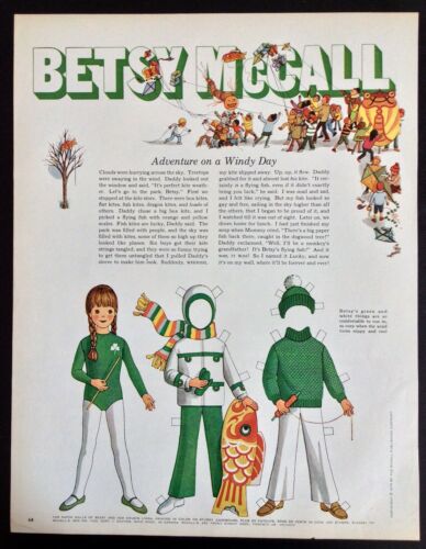 Vintage Betsy McCall Mag. Paper Doll, Adventure on a Windy Day, Oct. 1970