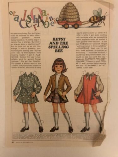 Betsy McCall Mag. Paper Doll, Betsy and the Spelling Bee, Sept. 1975