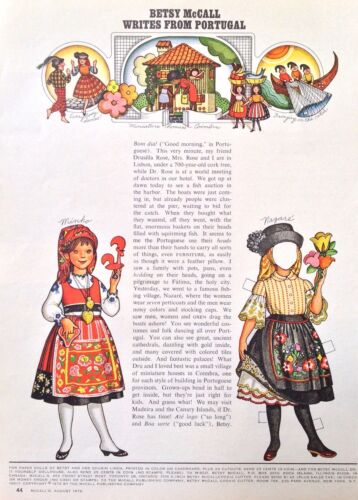 Betsy McCall Mag. Paper Doll, Betsy McCall Writes from Portugal, Aug. 1972