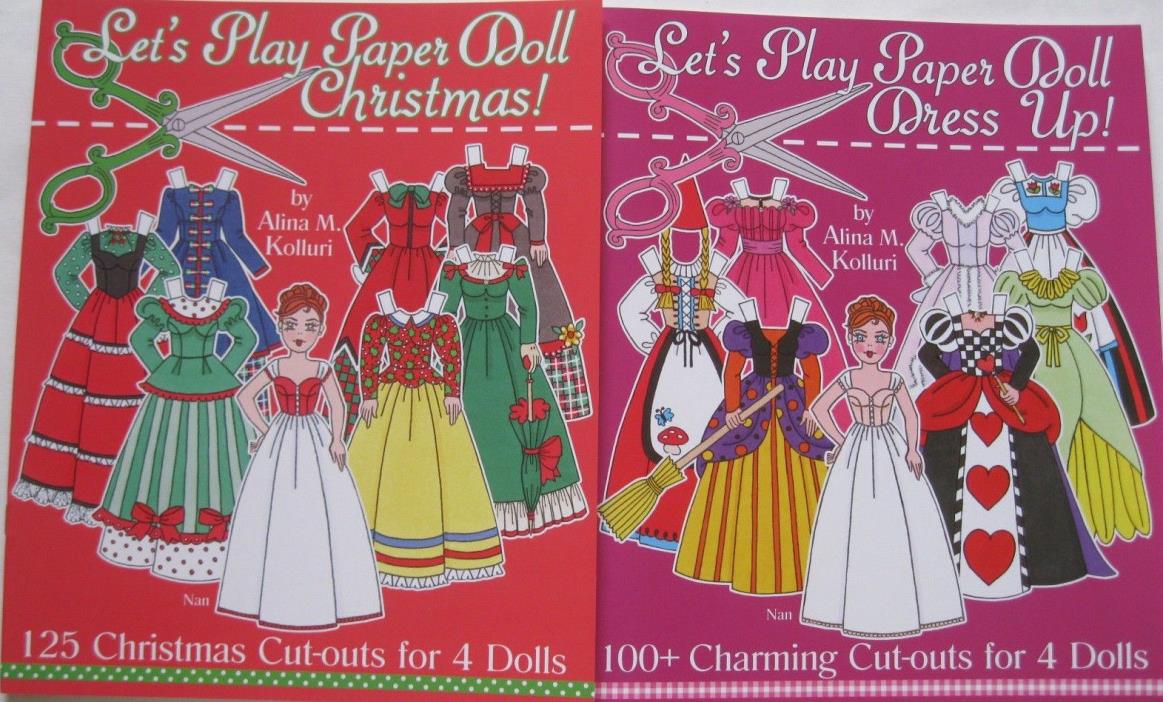 SPECIAL OFFER! 2 Paper Doll Books: LET'S PLAY PAPER DOLL DRESS UP! & CHRISTMAS
