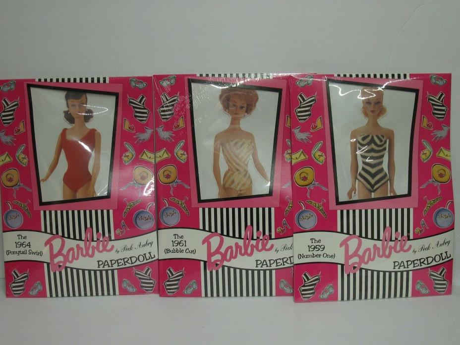 Barbie Paperdoll by Peck Aubry Repesenting 1959, 1961, 1964 Made in 1994 3 Sets