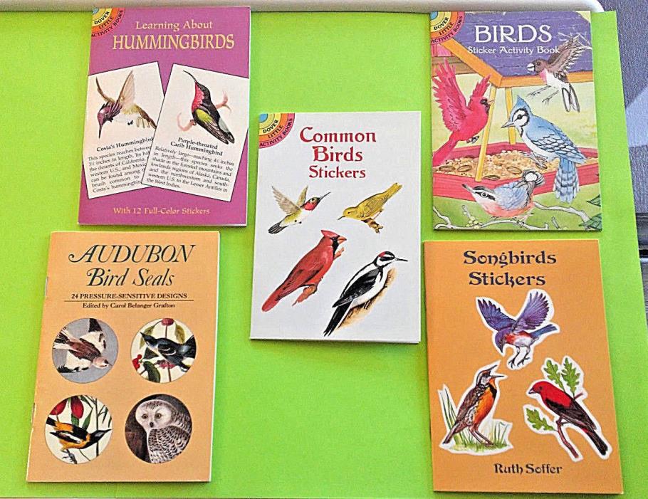 Vintage Dover Little Activity Books BIRDS NOS Stickers Lot of 5 Mini Books