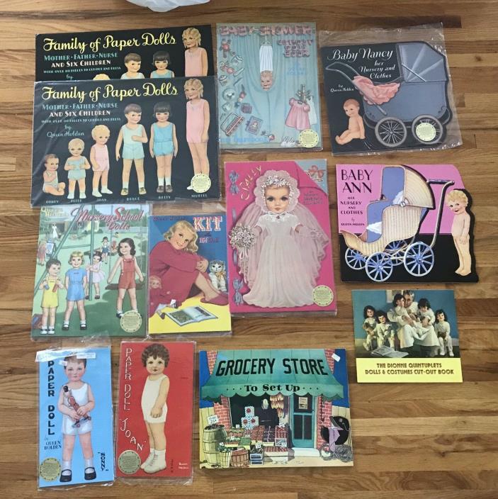 12- Queen Holden Paper Doll Books 80's Merrimack vintage Sally Baby Shower Nancy