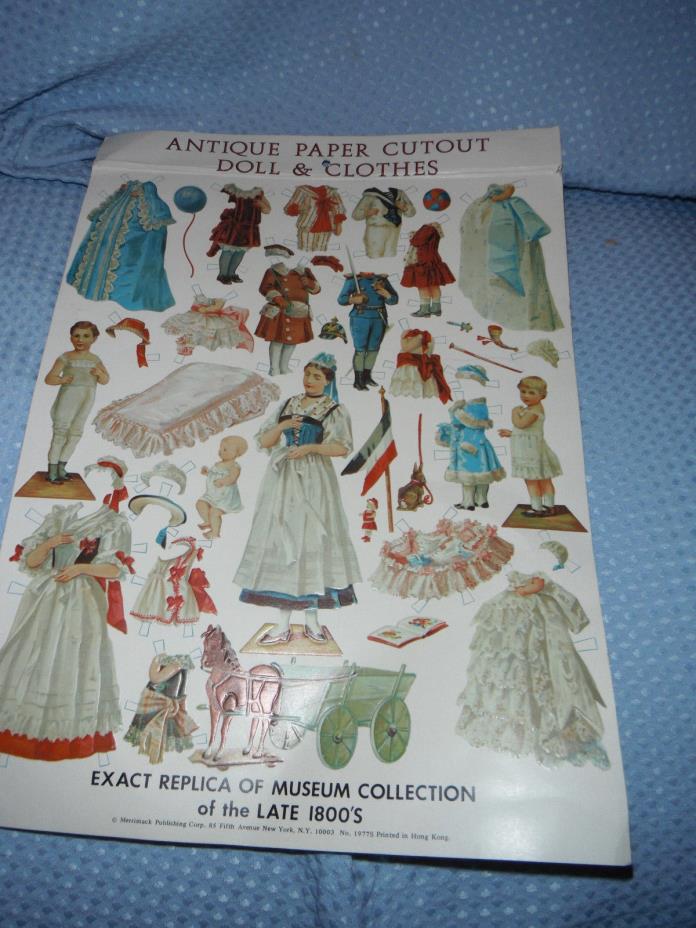 Merrimack Antique Paper Doll Clothes Museum Late 1800's Free Shipping USA