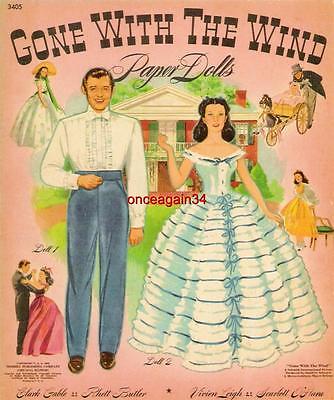 VINTAGE UNCUT 1940 GONE WITH THE WIND PAPER DOLLS~#1 REPRODUCTION~FABULOUS/RARE!