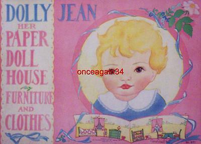 VINTAGE UNCUT 1932 DOLLY~JEAN HER PAPER DOLL HOUSE PAPER DOLLS~#1 REPRODUCTION