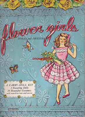 VINTAGE UNCUT 1957 FLOWER GIRLS PAPER DOLLS~#1 REPRODUCTION~ADORABLE/RARE