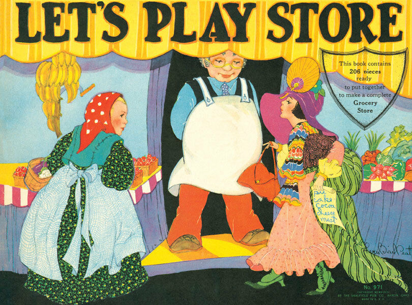 LET'S PLAY STORE - Old time grocery fun - color prints of rare 1933 playset