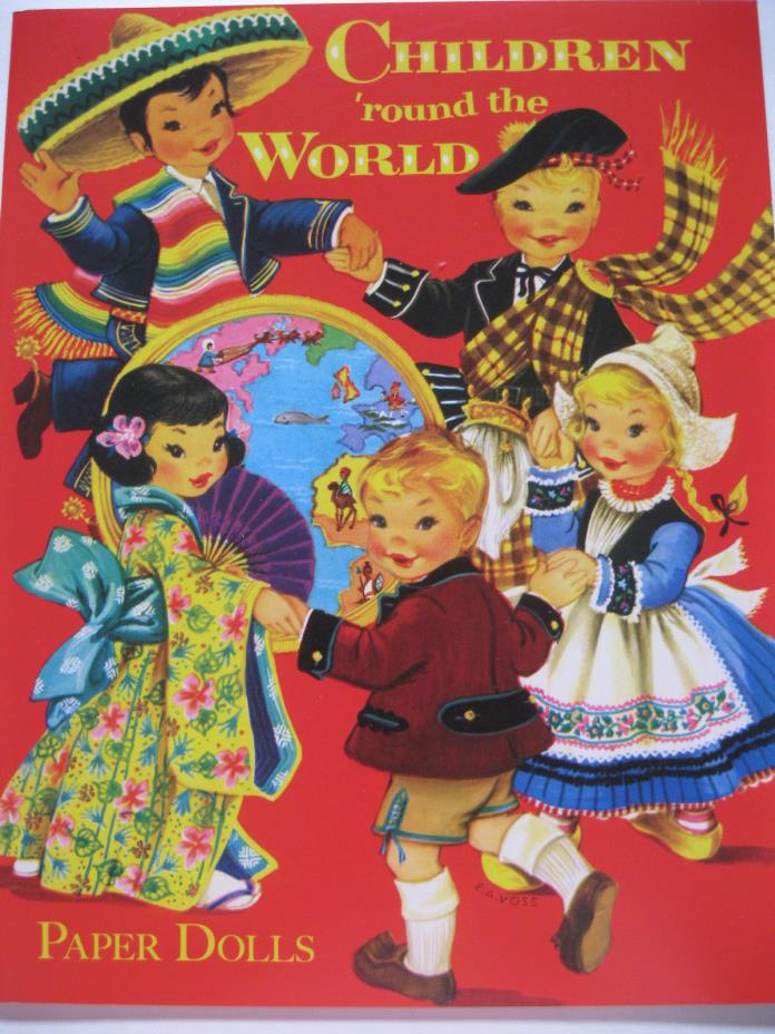 CHILDREN 'ROUND THE WORLD Paper Doll Book--6 Dolls w/Folk Costumes & Pets, 2016