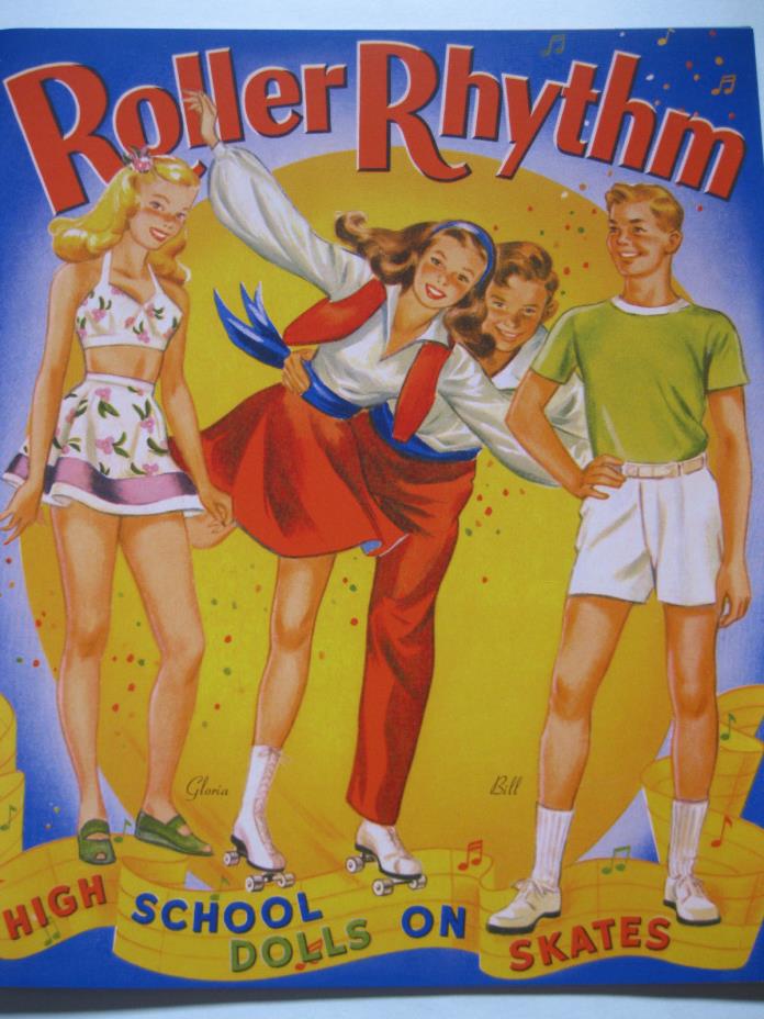 ROLLER RHYTHM Vintage Reproduction Paper Doll Book--High School Dolls on Skates!