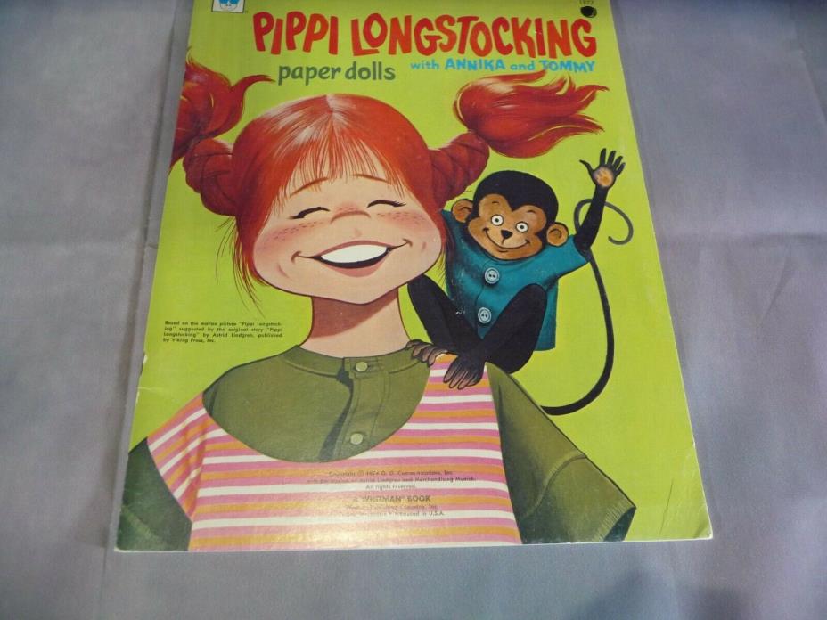 WHITMAN PAPER DOLL BOOK 1977.PIPPI LONGSTOCKING WITH ANNIKA AND TOMMY