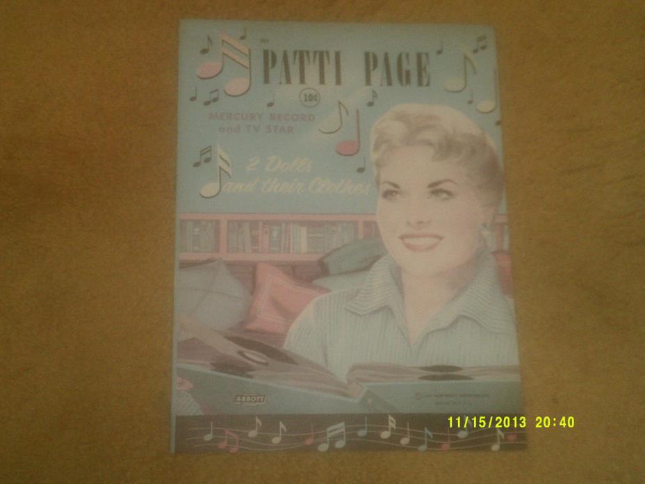 PATTI PAGE ORIGINAL '58 Paper Doll Book (4 pp.--clothes,back cover has 