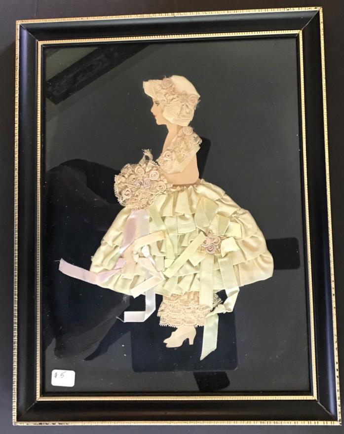 Pink Vintage Ribbon Doll/Paper Doll Picture in Frame - #5