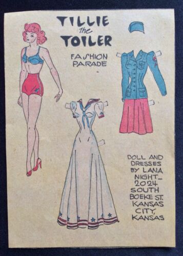 Tillie the Toiler, Sunday Funnies Paper Doll, 1941, Uncut Newspaper Section