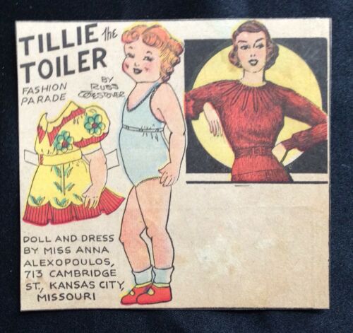 Tillie the Toiler, Sunday Funnies Paper Doll, 1938, Uncut Newspaper Section