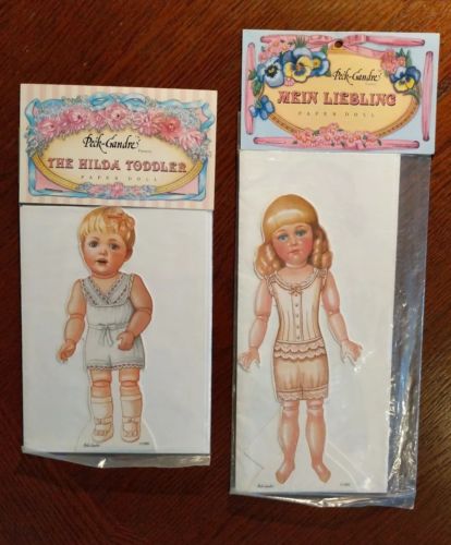 Peck-Gandre Hilda Toddler & Mein Liebling Antique Dolls 2 Paper Doll Uncut 1990