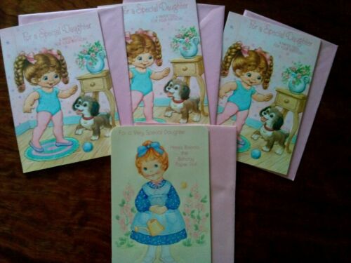 Lot of 4 Vintage NEW Unpunched Paper Doll For a Special Daughter Birthday Cards