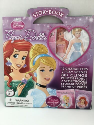Disney Cinderella & Ariel  Storybooks & Paper Dolls - Dress W/ Clings Book NEW
