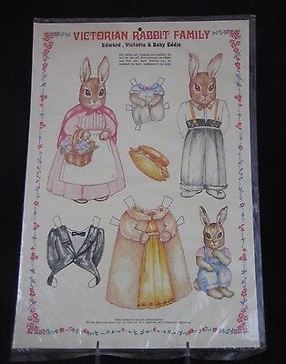 Embossed Victorian Rabbit Family Bunny Paper Dolls - 1985 - Sealed/Uncut