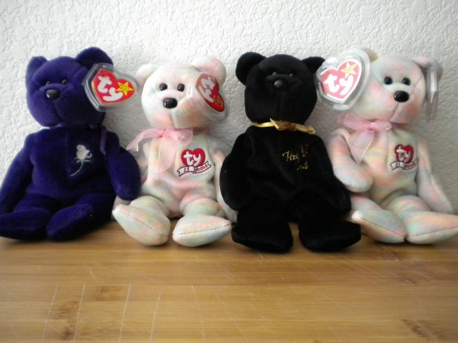 Ty Beanie Baby : Set of Four - Princess, Celebrate, Celebrate & The End