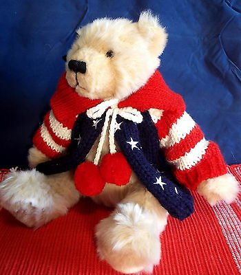Ganz Patriotic Heritage Collection Jointed Teddy Bear Chandler Red White Blue