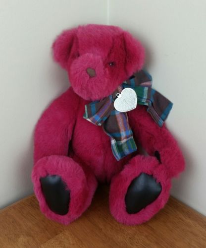 Victoria's Secret Gund Bear 1992  Plaid Bow Pink Vintage 11