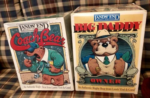 2! LANDS' END GUND Rugby Bears BIG DADDY OWNER & COACH BEAR 1991-92 NIB Limited