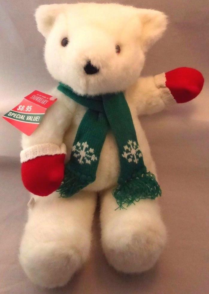 HALLMARK Plush White SNOWBEARY Teddy Bear -Red Mittens - Green Scarf w/ Tag