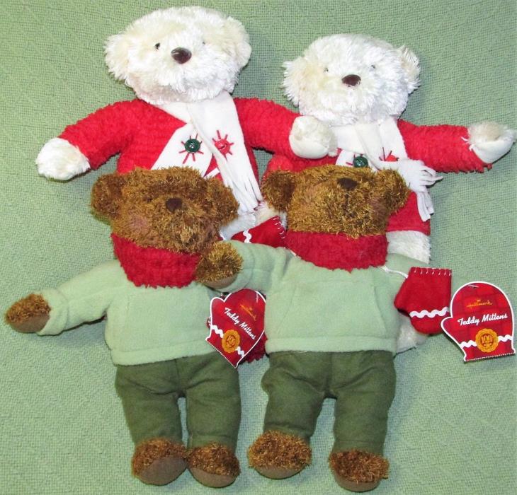 Lot of 4 Hallmark Plush Teddy Bear TEDDY MITTENS x2 + MUSICAL Stuffed Animal x2