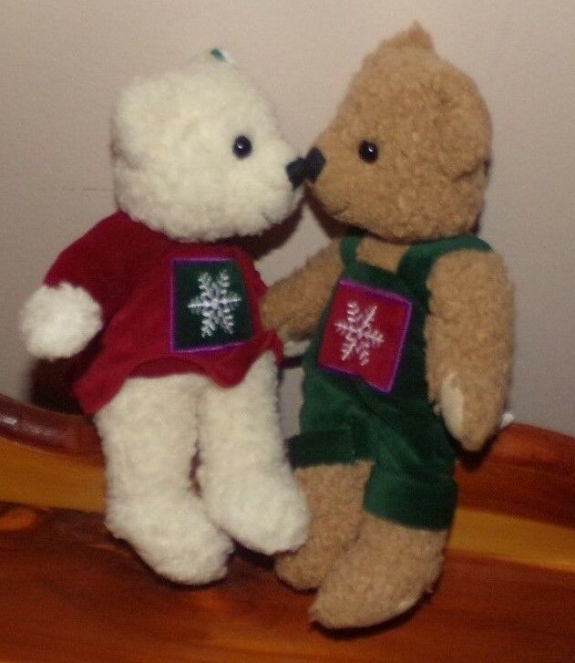 Sweetheart Plush Teddy Bear SET ~Magnetic Kiss/VelcroPaw~Winter Outfit ~Hallmark